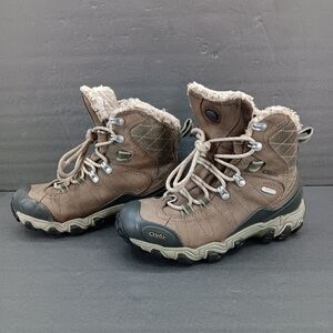Oboz Hiking Boots Womens 6.5 Bridger Mid Gray Leather Faux Fur 3M Thinsulate